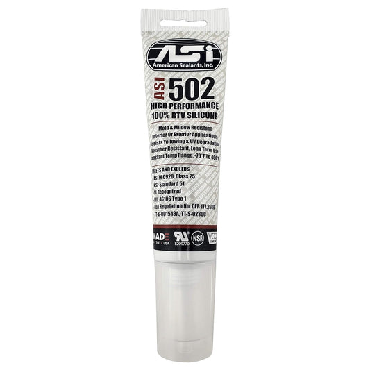 ASI Silicone Sealant 100% RTV - 2.8 oz Squeeze Tube -White