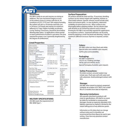 ASI Electronic Grade 388 Silicone - 2.8 oz - Clear