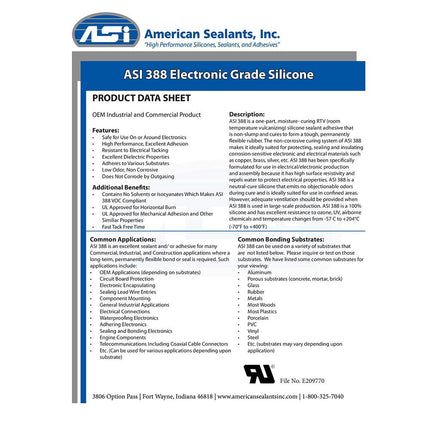 ASI Electronic Grade 388 Silicone - 2.8 oz - Clear