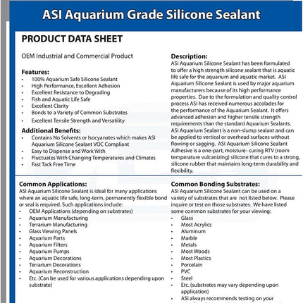 ASI Aquarium Silicone Sealant - Clear - 10.2 Fluid oz Cartridge