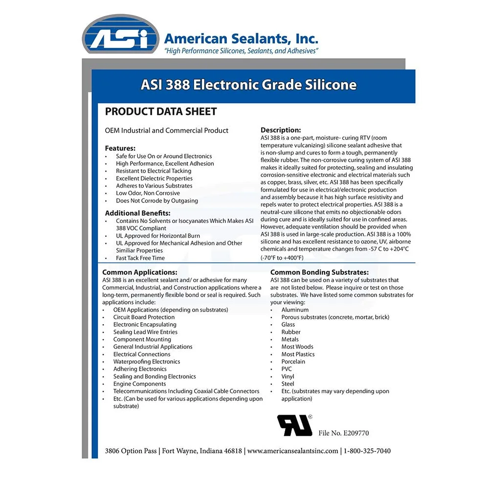 ASI 388 Electronic Grade RTV Silicone, Clear, 10.2 oz Cartridge – view 3