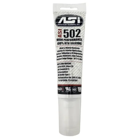ASI 502 100% RTV Silicone Sealant, Clear, 2.8 oz Squeeze Tube