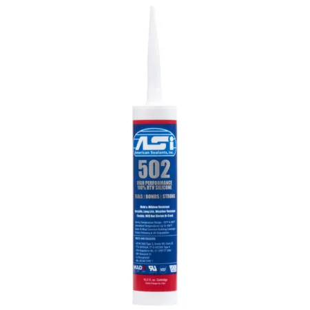 ASI 502 100% RTV Silicone Sealant, Clear, 10.2 oz Cartridge