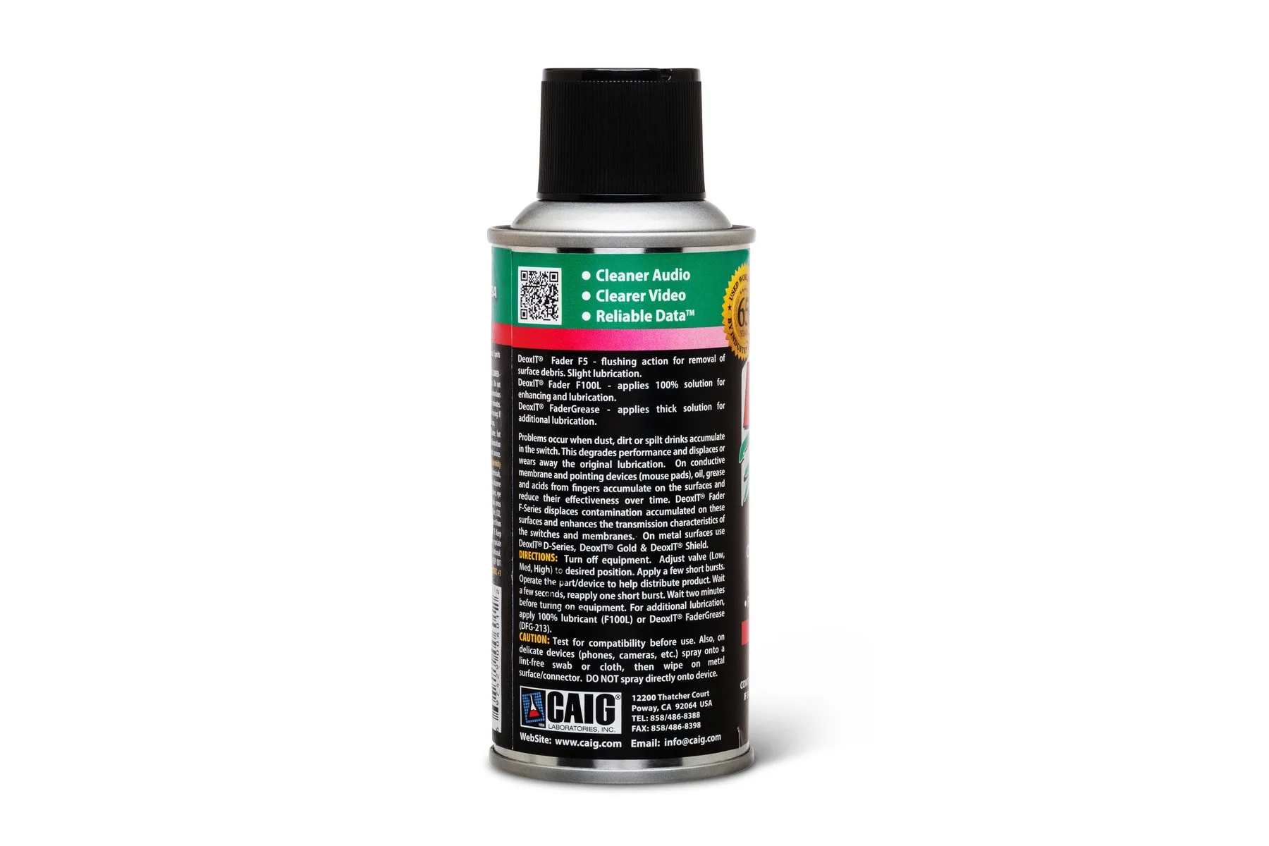 DeoxIT F5S-H6 FaderLube Spray, 5 oz – back